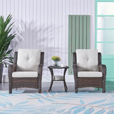 Rilyson Patio Bistro Set Wicker Chairs - 3 Piece Outdoor Rattan Conversation Set with 2 Armrest Chair and 1 Side Table - Photo 2