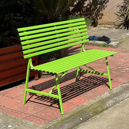 Metal Garden Bench 3 Seater Patio Furniture, 120cm Length | Outdoor Leisure Bench with Slatted Seat & Backrest Ideal for Parks and Patios | Sturdy and Weather-Resistant (Color : Light Green)