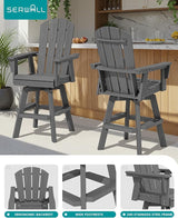 SERWALL 3-Piece Swivel Adirondack Bar Set, HDPE Swivel Bar Height Chairs Set of 2 with Bar Table - Photo 4
