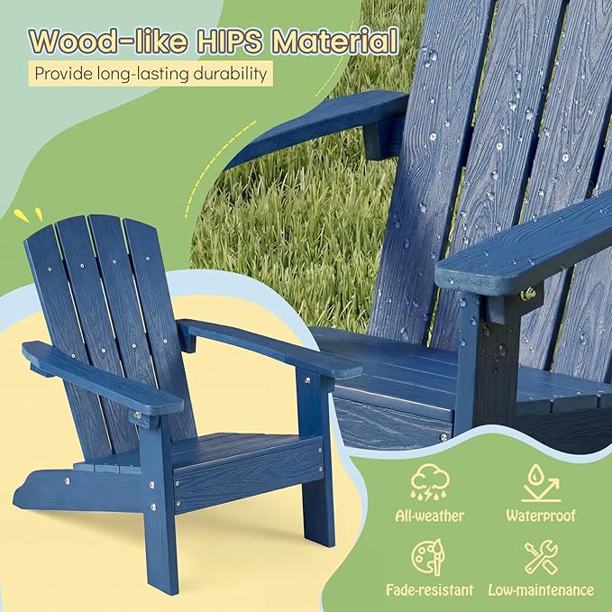Giantex Kids Adirondack Chair, All-Weather HIPS Children's Outdoor Chair w/Ergonomic Design - Photo 4