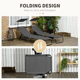 Outsunny Folding Chaise Lounge Pool Lounge Chairs Set of 2, Outdoor Sun Tanning Chairs with Canopy Shade, Reclining Back - Photo 6