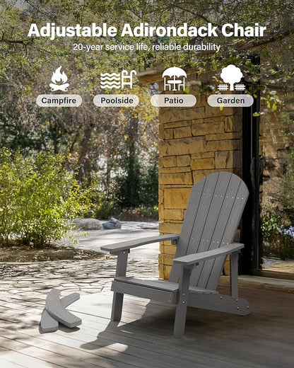 YEFU Outdoor Rocking Chair Set of 2,Adirondack Rocking Chair,Patio Rocker Chair with Wide Back,Oversized Rocker Chair Look Like Real Wood, for Lawn, Porch, Backyard, Indoor and Garden(Grey)