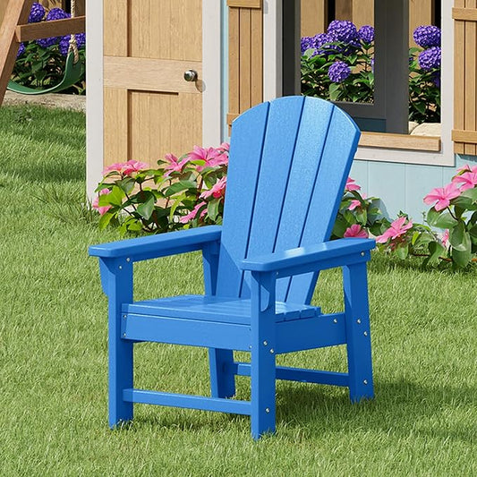 Costaelm Kids Lawn Chair Set of 2, Toddler Outdoor Chair Kids Patio Furniture and Outdoor Children Picnic Activity Baby Adirondack Chairs Set of 2 for Garden, Patio, Backyard & Beach, Pacific Blue