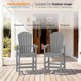 VINGLI Tall Adirondack Chair, All-Weather Plastic Adirondack Chair with Cup Holder Heavy-Duty Outdoor Barstools for - Photo 6
