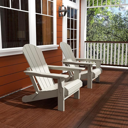 WO WESTIN OUTDOOR HDPE Laguna Outdoor Folding Poly Adirondack Chair (Set of 2), Sand