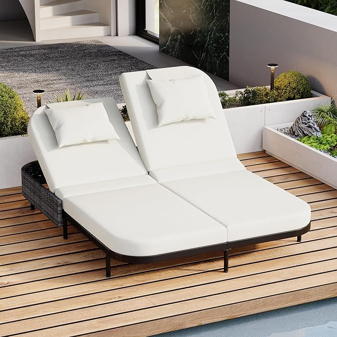 Modern Outdoor Patio Rattan Daybed with 5-Position Adjustable Backrest and Removable Cushions&Pillows - Photo 1