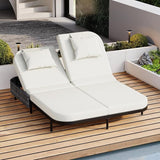 Modern Outdoor Patio Rattan Daybed with 5-Position Adjustable Backrest and Removable Cushions&Pillows - Photo 1