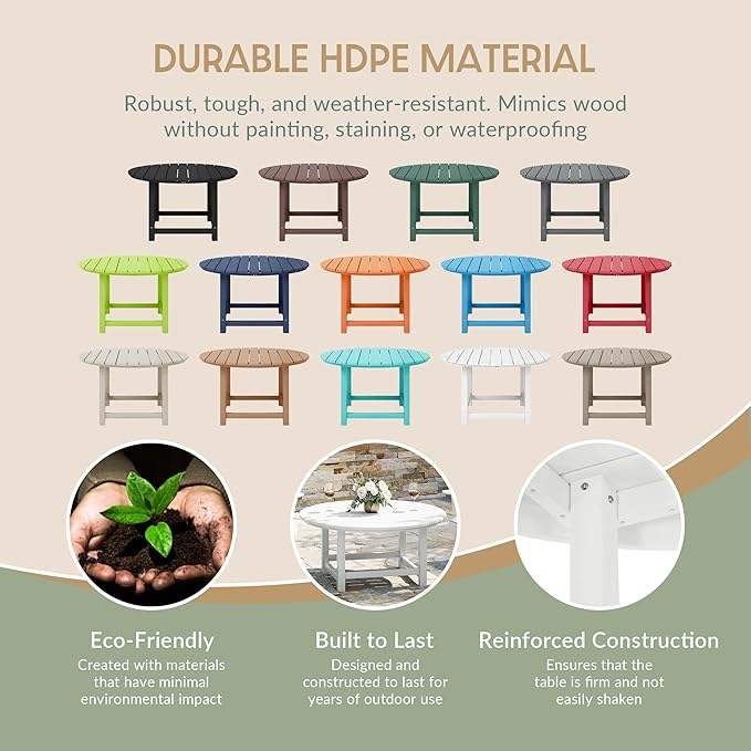 WestinTrends Dylan 5-Piece Outdoor Patio HDPE Adirondack Chair with Round Coffee Table Conversation Set, White