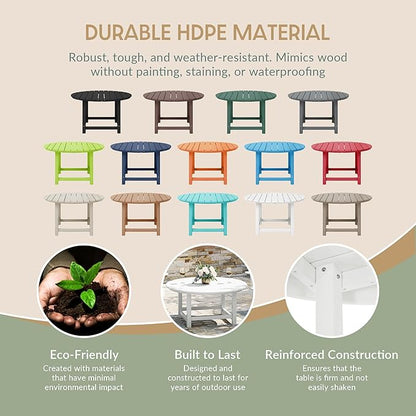WestinTrends Malibu Low Outdoor HDPE Round Patio Coffee Table, White