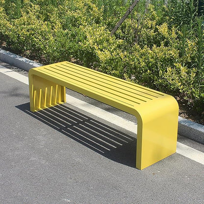 Outdoor Patio Garden Bench, Metal Bench, All-Weather Outdoor Park Bench, for Garden, Porch, Park, Balcony, Outside, Load Capacity 660lbs(Color:Yellow,Size:180cm/70in)