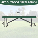6 Feet Outdoor Benches, Green Heavy Duty Metal Park Bench for Outside, Weatherproof Dock Bench - Photo 2