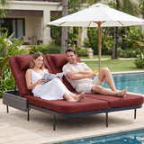 NICESOUL Double Chaise Lounge Outdoor, 51.2" Wide 2-Person Daybed with Independent Recline - Photo 3