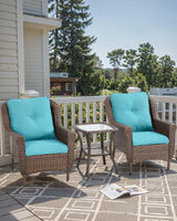 Patio Wicker Chairs Outdoor Furniture Chair - Set of 2 Outside All Weather Lawn Dining Brown Rattan Armchair with High - Photo 6
