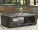 Signature Design by Ashley Grasson Lane Outdoor Wicker Cocktail Table with Aluminum Frame, Brown - Photo 6