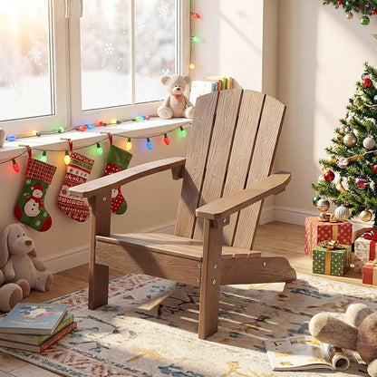 Giantex Kids Adirondack Chair, All-Weather HIPS Children's Outdoor Chair w/Ergonomic Design, Toddler Lawn Chairs for Age 3-8, Kids Beach Chair for Garden Patio Backyard (4,Taupe)