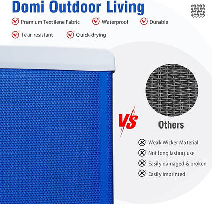 Domi Outdoor Lounge Chair, Aluminum Patio Chaise Lounge with 5 Position Adjustable Backrest and Wheels, All Weather Reclining Chair with Armrest and Side Table for Patio, Yard,Balcony,Poolside (Blue)