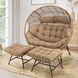 NICESOUL Double Egg Chair with Footstools & Cushions - Photo 4