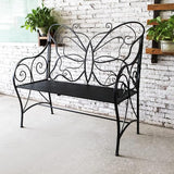 HLC Outdoor Bench Outdoor Sturdy Rust-Resistant Bench Butterfly Cast Iron with Armrests Park, Yard, Patio, Porch - Photo 1