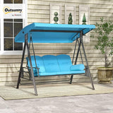 Outsunny 3-Seat Patio Swing Chair, Outdoor Porch Swing Glider with Adjustable Canopy, Removable Cushion - Photo 2