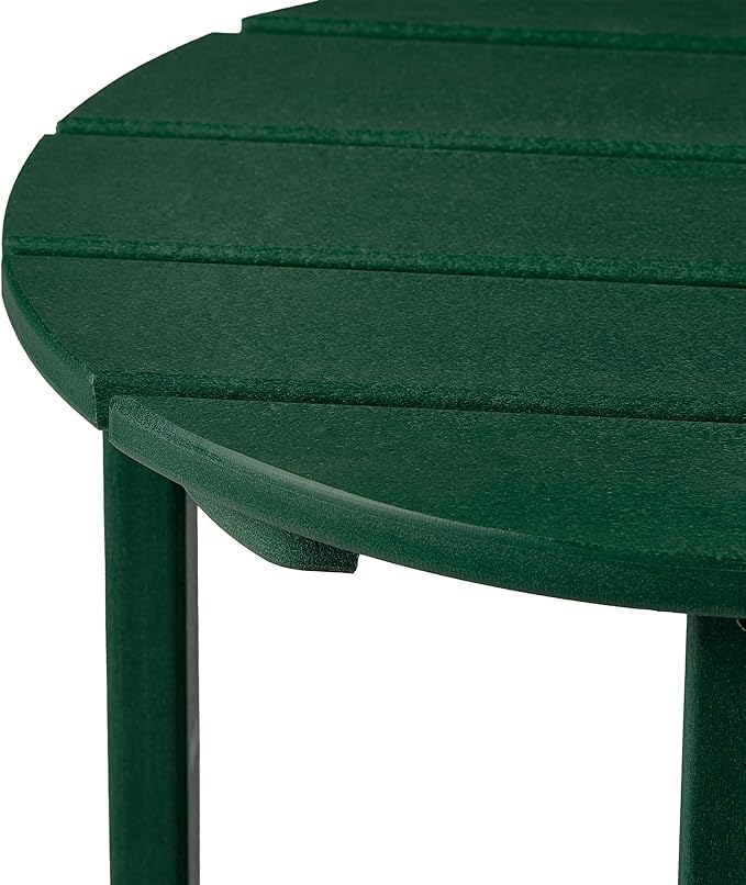 WestinTrends Dylan Adirondack Round Outdoor Side Table, Dark Green