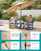 SERWALL Outdoor Rocking Chairs Set of 2 with 1 Side Table & 9ft Patio Umbrella - Photo 3
