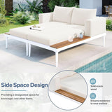 LUMISOL Outdoor Patio Daybed Metal Daybed with Cushions and Wood Topped Side Spaces for Drinks - Photo 6
