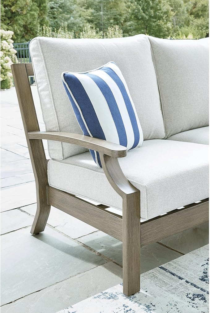 Signature Design by Ashley Rainier Ranch Casual Nuvella Weather Resistant Fabric Outdoor Loveseat with Cushion and 2 - Photo 9