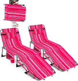 Goplus Tanning Chair with Face Arm Holes, Portable Sunbathing Chair w/4-Level Backrest, Head Pillow