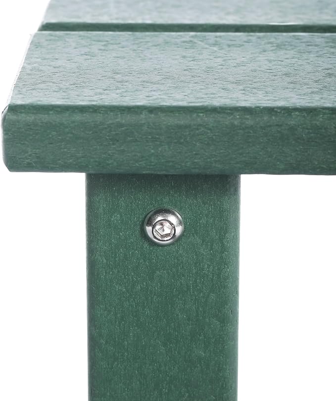 Costaelm Kids Outdoor Side Table, Small Patio HDPE Adirondack Square Table, Porch End Table for Outside Pool Garden, Dark Green