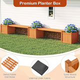 2-in-1 Outdoor Planter Box with Bench, Outdoor Bench with 2 Raised Garden Beds, Open-Ended Base Planter Box - Photo 7