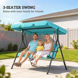 Outsunny 3-Seat Outdoor Patio Swing Chair with Removable Cushion, Steel Frame Stand and Adjustable Tilt Canopy for Patio - Photo 5