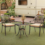 Outvita Patio Side Table, 21.3in Outdoor Square Cast Aluminum Bistro Table with Umbrella Hole and Antique Design for - Photo 7