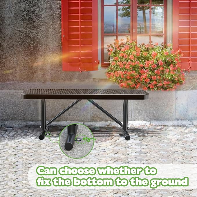 Ceridwen Park Benches for Weatherproof Commercial Outdoor Bench,Metal Frame Park Bench with Expanded Metal Mesh for Garden Bench,Rectangular Outdoor Benches for Outside Garden Lawn Yard Porch