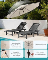 SERWALL Outdoor Chaise Lounge Set of 2 with 9FT Patio Umbrella - Photo 5