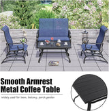 PatioFestival 2 Pcs Patio Glider Bench Set - Outdoor Loveseat Glider Chair with Metal Coffee Table, Textilene Fabric - Photo 6