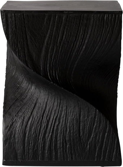 LeisureMod Modern Square Side Table, Accent End Table for Home, Outdoor Patio, Living Room Sofa, Night Stand, Weather-Resistant, Onyx Series in Black