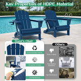 Domi Folding Adirondack Chair Set of 2, HDPE All-Weather Adirondack Chairs with Cup Holder - Photo 7