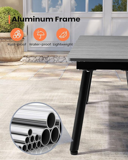 Pellebant Outdoor Dining Bench，50 Inch Long Patio Picnic Bench for 3 People，Wood Plastic Composite Board with Aluminum Legs,for Patio, Garden, Lawn, Deck, Porch and Yard, Dark Grey