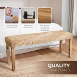 Indoor Bench Wicker for Entryway Bench, Wood Bench for Living Room Dining Bench or End of Bed Bench - Photo 7