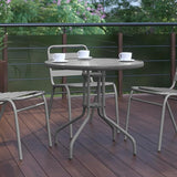 Flash Furniture Bellamy 31.5'' Round Indoor/Outdoor Tempered Glass Metal Frame Side Table, Silver - Photo 6