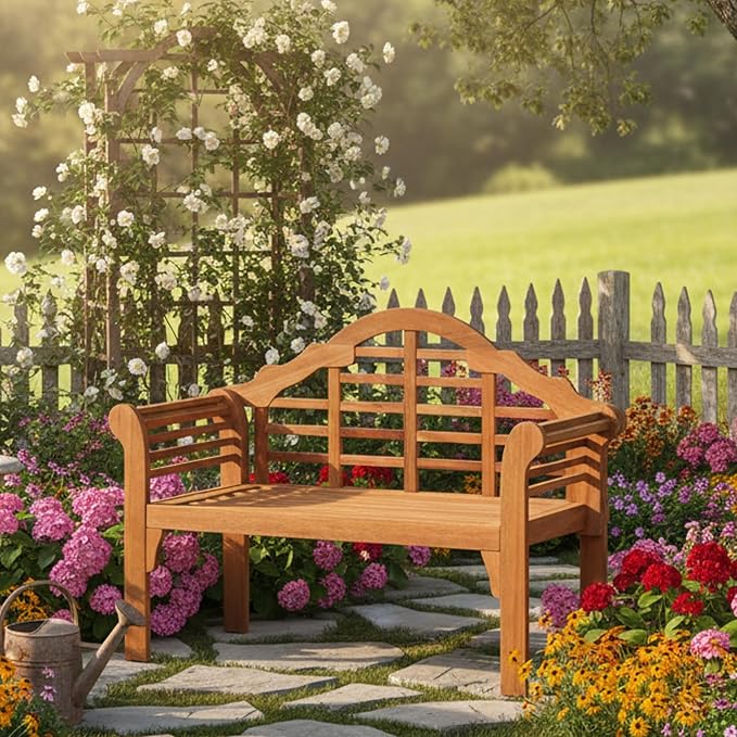 Tangkula Folding Outdoor Eucalyptus Wood Bench, 49” Large Foldable Solid Wood Garden Park Bench - Photo 5