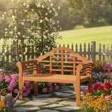 Tangkula Folding Outdoor Eucalyptus Wood Bench, 49” Large Foldable Solid Wood Garden Park Bench - Photo 5