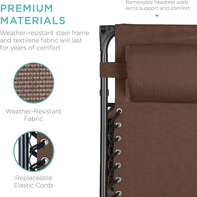 Best Choice Products Folding Zero Gravity Outdoor Recliner Patio Lounge Chair w/Adjustable Canopy Shade, Headrest - Photo 5