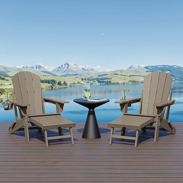 WestinTrends Malibu Folding Adjustable Adirondack Chair with Retractable Ottoman and Cup Holder (Set of 2) - Photo 1