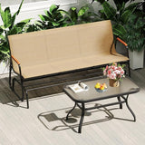 Tangkula 3-Person Outdoor Glider Bench, Patio Gliding Loveseat with Breathable Fabric Seat - Photo 9