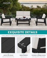 SERWALL HDPE Patio Furniture Set with 15FT Double Side Patio Umbrella - Photo 3