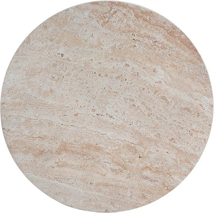 Outdoor Side Table Concrete End Table Faux Stone Small Coffee Tables for Indoor Outdoor, Garden Stool Plant Stand for Porch, Backyard Patio Travertine Finish