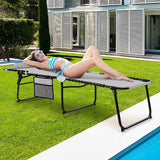Giantex Patio Lounge Chairs for Outside - Folding Tanning Chair w/Headrest, 4 Adjustable Positions, Side Pocket - Photo 2