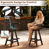 HOMEDIARY Outdoor Solid Wood Swivel Bar Stool, Oversized Patio Log Bar Height Chair with High Back - Photo 7