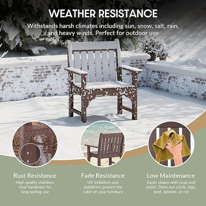 WestinTrends Malibu Outdoor Patio HDPE Adirondack Dining Arm Chair, Dark Brown